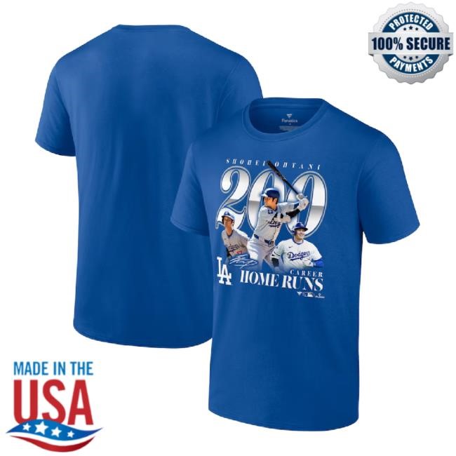Official Los Angeles Dodgers Shohei Ohtani Fanatics Royal 200Th Career Home Run T-Shirt