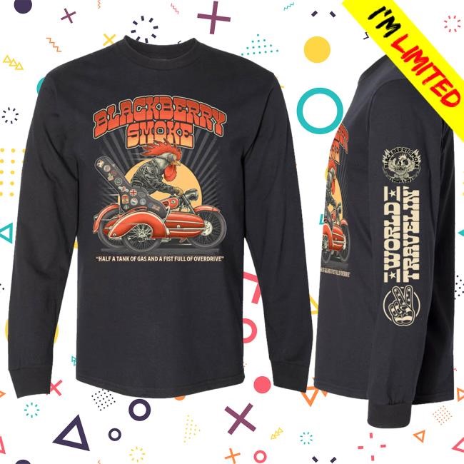 Blackberry Smoke Merch World Travelin' Long Sleeve Hooded Sweatshirt