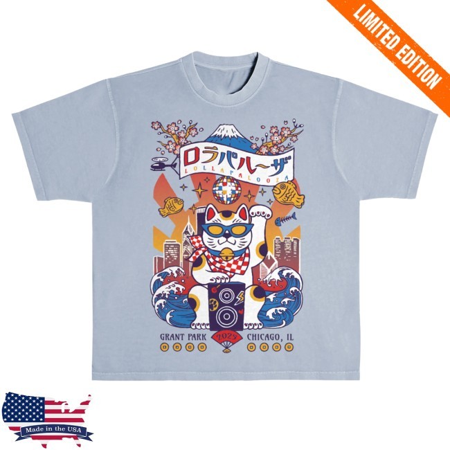 Official Lollapalooza Merch Lucky Cat Lineup Tee