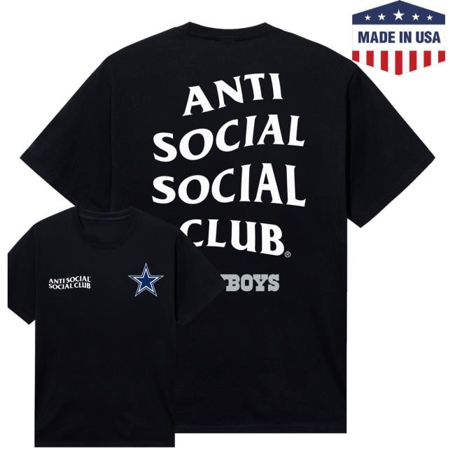 Dallas Cowboys Official Store Merch Unisex Antisocialsocialclub X Nfl Black Dallas Cowboys Team Tee Shirt