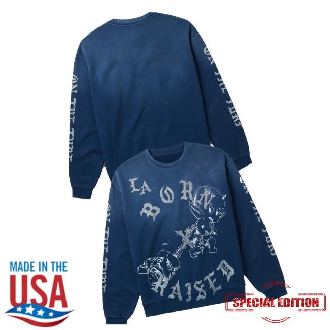 Born X Raised Merch Store Lil Devil Rocker Hoodie Sweatshirt Blue