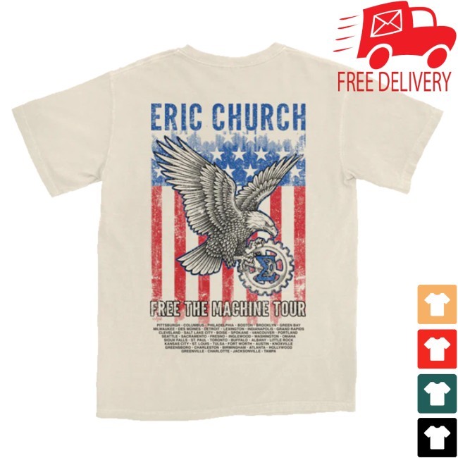 Official  Eric Church Store Merch Free The Machine Tour - Natural Eagle Sweater