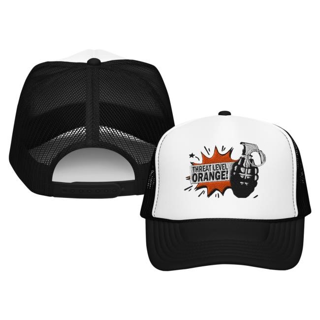 Earth To Eve Merch Store Threat Level Orange Embroidered Foam Bucker Hat
