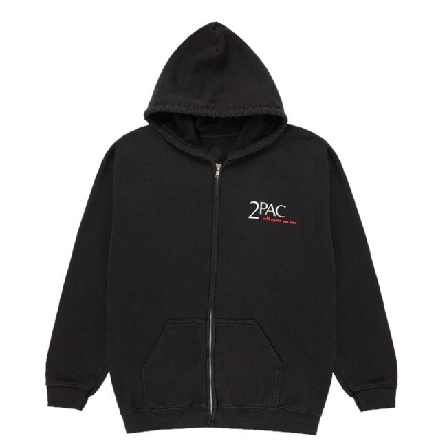 2Pac Store Merch Rider Black Zip Long Sleeve T Shirt