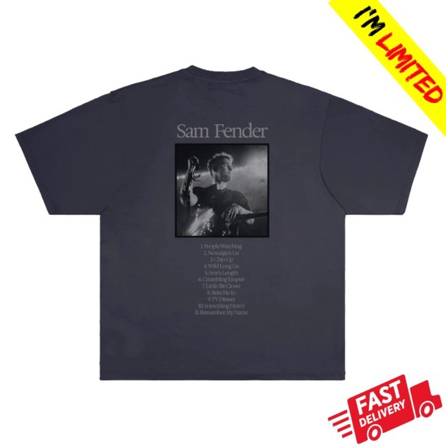 Official  Sam Fender Store Merch Tracklist Navy Shirt