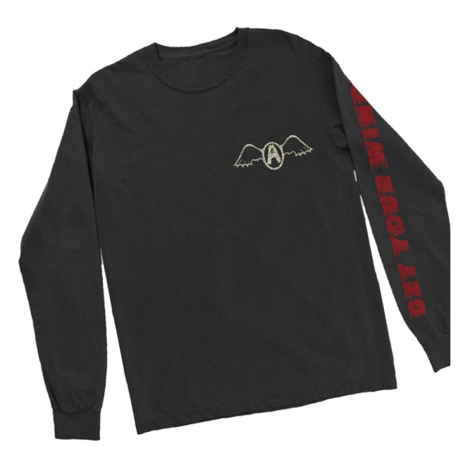 Aerosmith Official Store Merch Wings Long Sleeve - Black Hoodie Sweatshirt