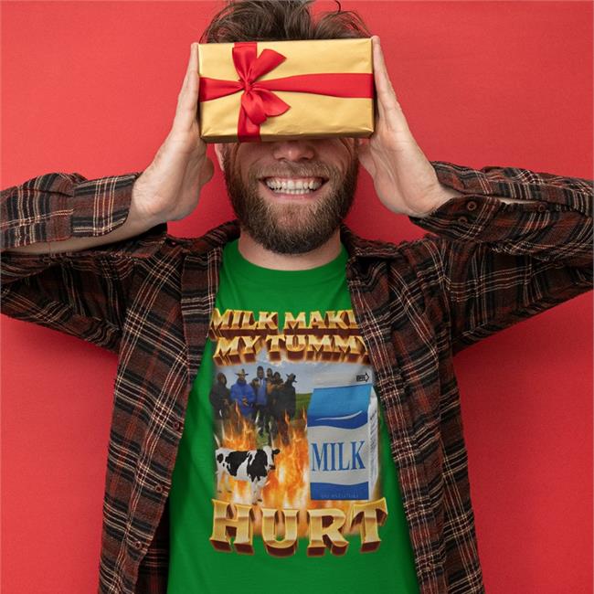 Swag Stimulus Merch Milk Makes My Tummy Hurt Shirt Black