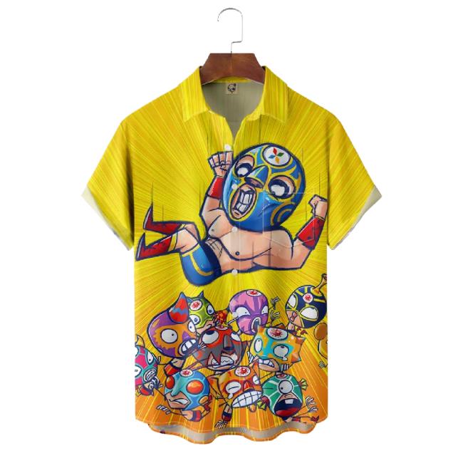 Wrestling Chest Pocket Short Sleeve Casual T-Shirt