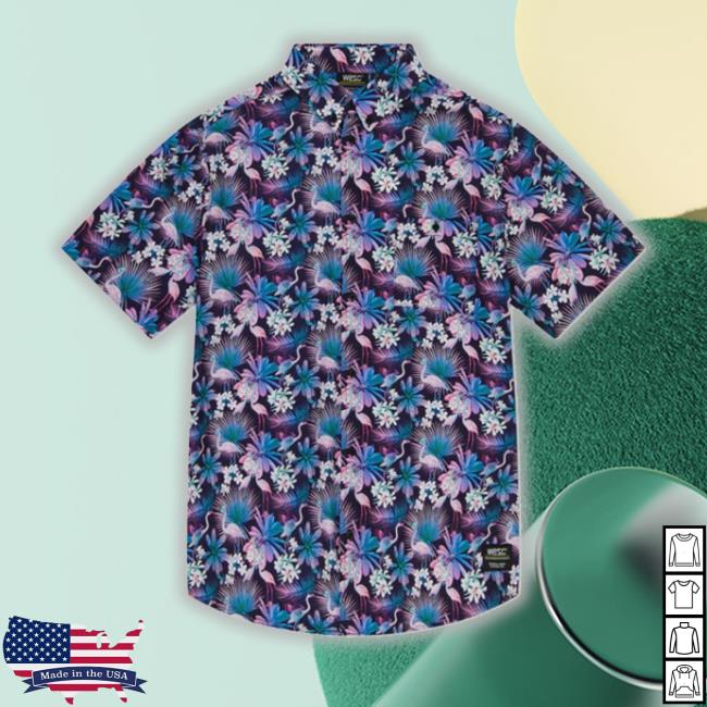 Wesc Merch Neon Flower Flamingo Aop Hawaiian T Shirts
