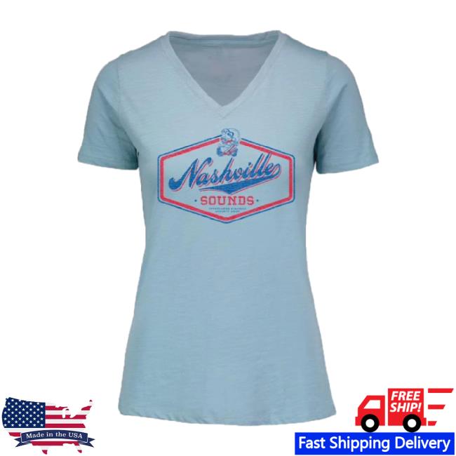 Original Nashville Sounds Milb Store Merch Nashville Sounds Mv Sport Light Denim Vera Ringspun Slub V Neck Long Sleeve Tee Nashville Sounds Milbstore Shop