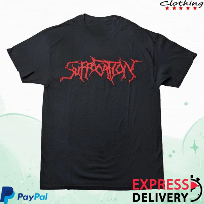 Official Night Shift Merch Indie Merch Store Suffocation - Logo T-Shirt Red Nightshiftmerch Indiemerchstore