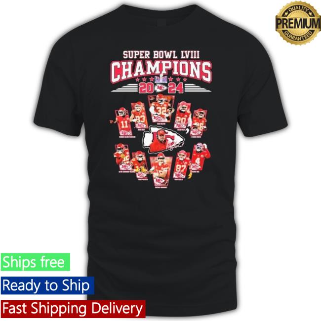 Original Super Bowl Lviii Champions 2024 Kc Chiefs Card Signatures T-Shirt