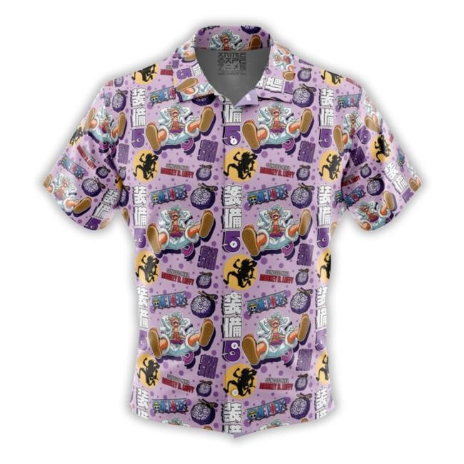 Animeape Merch Luffy Gear 5 Sun God Nika One Piece Button Up Hawaiian T Shirts