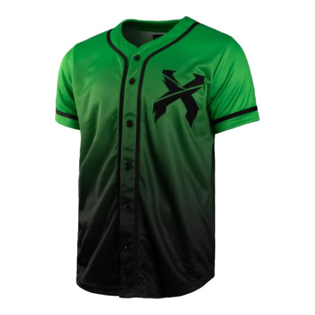 Official Excision Merch Store Headbanger Baseball Jersey Sweatshirt (Green/Black Gradient) Excisionmerch Shop