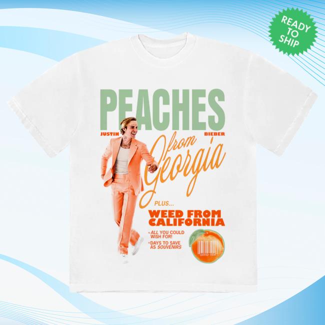 Official Justin Bieber Merch Store Shop Justin Bieber Peaches T-Shirt (Green) JustinBieber Apparel Clothing