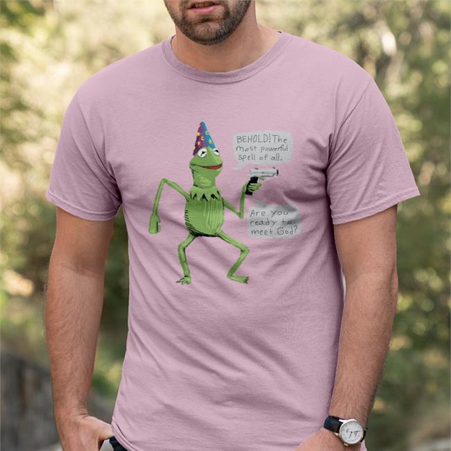 Wizard Kermit With Gun Behold The Most Powerful Spell Of All Sweatshirt Shirts That Go Hard