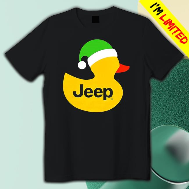 Jeep Holiday Duck Green Santa Hat Long Sleeve Shirt