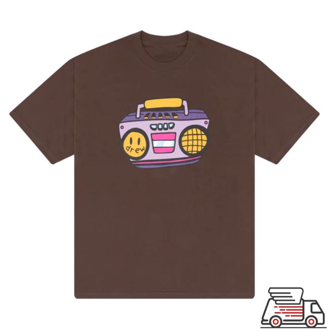 Official Drew House Merch Store Shop Boombox Ss T Shirt Chocolate DrewHouse Apparel Clothing