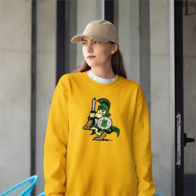 Payton Thorne Wearing Michigan State Spartans Mascot Sweatshirt