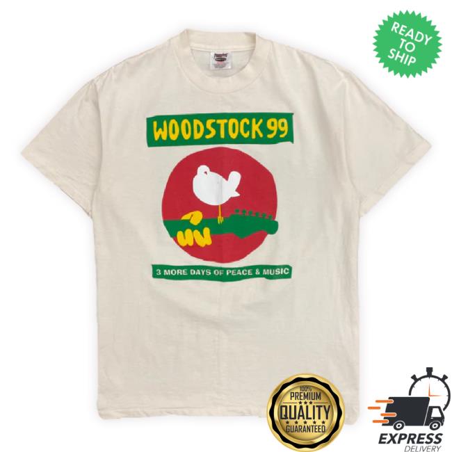 Official Uticavc Shop Vintage Woodstock '99 Cream Colored Logo T-Shirt Utica Vintage Club Merch Store