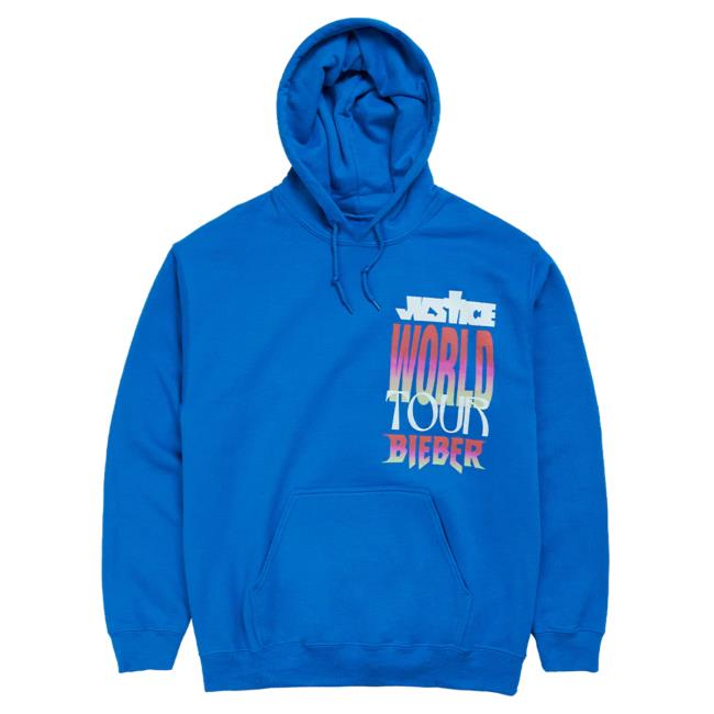 Official Justin Bieber Merch Store Shop Justin Bieber Justice World Tour Blue Pullover Hoodie JustinBieber Apparel Clothing