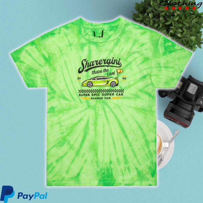 Official Stephen Sharer Merch Store Super Car Sharergini Youth Unisex Sweatshirt (Green Spiral Dye) Stephensharer Shop