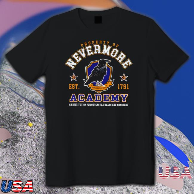Nevermore Academy Raven Worn Dks Wednesday Netflix Show Logo Shirt