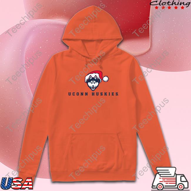 Uconn Huskies Logo With Santa Hat Hoodie