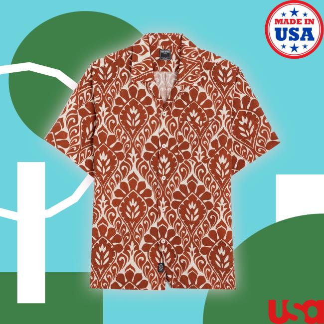Official Toddsnyder Damask Short Sleeve Camp Collar Shirt In Red Hooded Sweatshirt