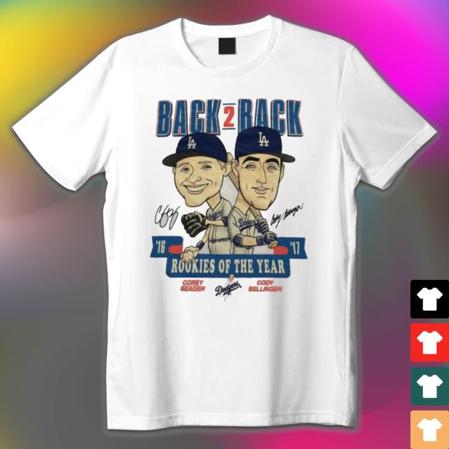 Corey Seager And Cody Bellinger Rookies Of The Year Back 2 Back Signature Tee