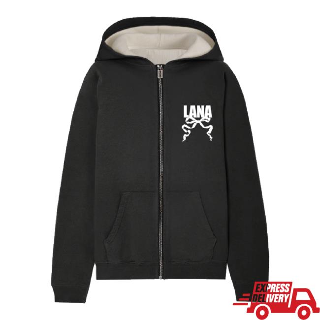 Trending Shop Lana Del Rey Merch Store Black Zip-Up Hoodie Sweatshirt With Logo Shoplanadelrey Shop