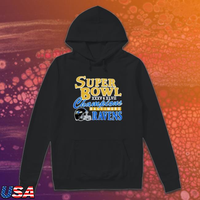 Baltimore Ravens Super Bowl Xxxv & Xlvii Champions T-Shirt