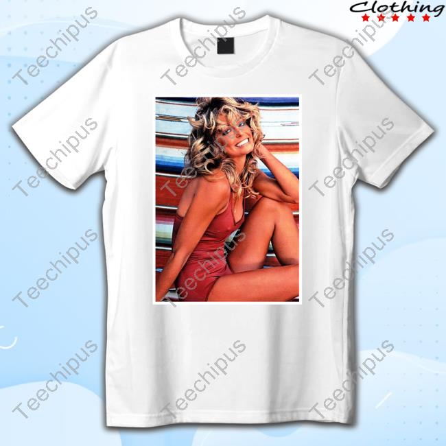 Roldschoolcool Farrah Fawcett Red Bathing Suit Flag Classic Shirt