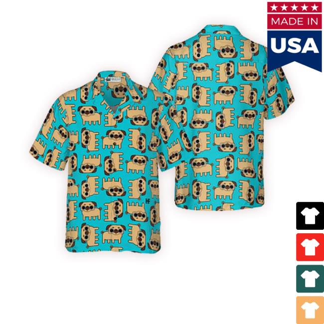Pug Hawaiian Shirt, Pug Dog Seamless Pattern Aloha Shirt For Men - Perfect Gift For Pug Lover, Husband, Boyfriend, Friend, Family t-shirt, hoodie, tank top, sweater and long sleeve t-shirt