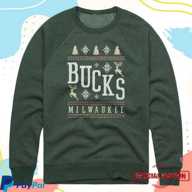 Official Homage Merch Store Milwaukee Bucks Holiday Long Sleeve Shirt Pine Homage Apparel Clothing Shop