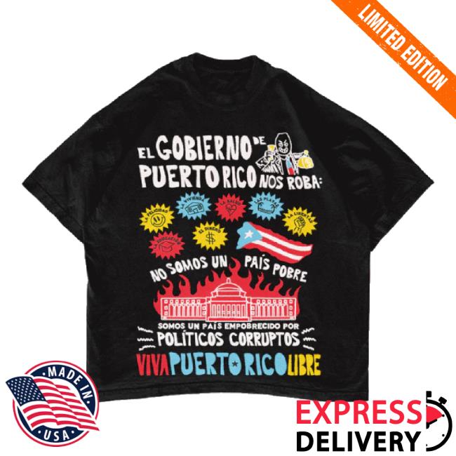 Original Mofongo Merch Store Gobierno De Puerto Rico T-Shirt (Black) Mofongokicks Shop