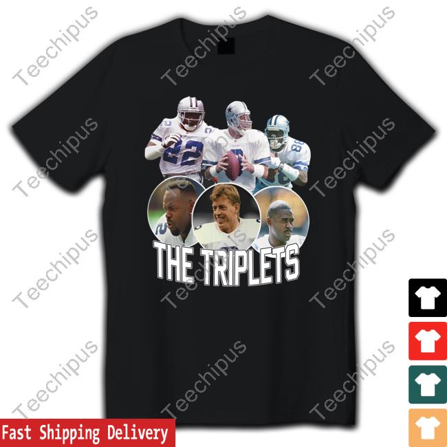 The Triplets Emmitt Smith Troy Aikman And Michael Irvin Tee