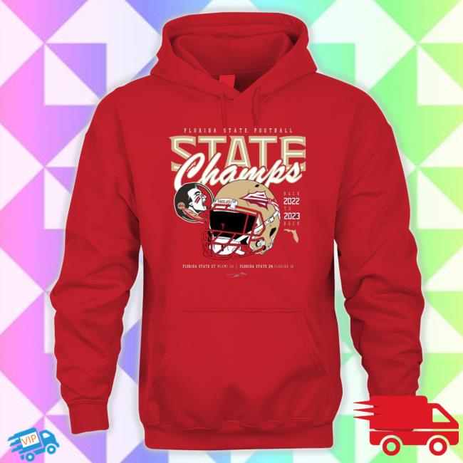Trending Ragz Men's Florida State Seminoles 2023 State Champs Design Short Sleeve Hoodie Garnet