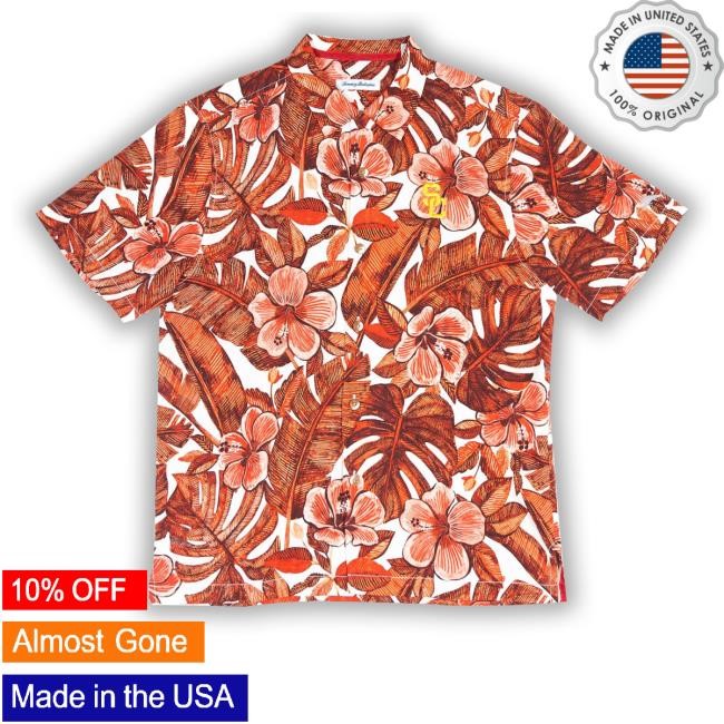 Uscbookstore Usc Trojans Men's Cardinal Sc Interlock Floral Lush Camp Silk Shirt