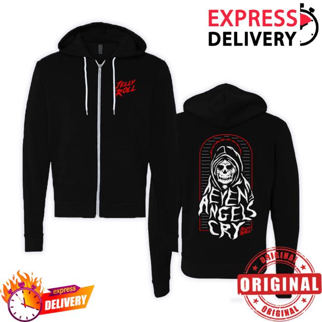 Official Jelly Roll Merch Store Even Angels Cry Zip Up Hoodie Sweatshirt Jellyroll615 Shop