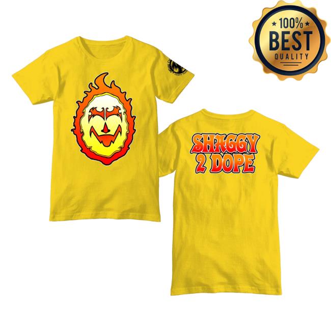 Official Psychopathic Merch Insane Clown Posse Shaggy Flame Yellow Shirt 2023 Psychopathicmerch