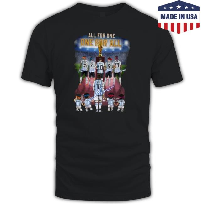 Argentina All For One One For All Messi Fifa World Cup 2022 Signatures Shirt