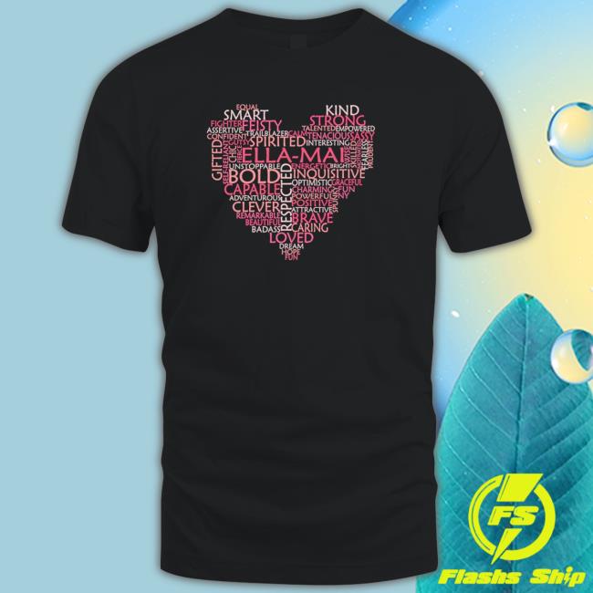 Love Heart Word Cloud Shape Name Pink Peach Ella Mai Shirt