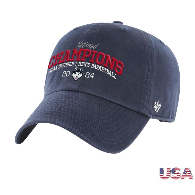 Uconn Huskies '47 2024 Ncaa Men's Basketball National Champions Clean Up Trucker Hat