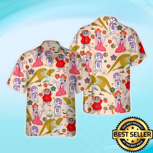 Retro 70S The Rescuers Down Under Hawaiian T-Shirt / Medusa Bianca Marahute Bernard