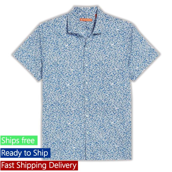Tori Richard Shark Tank Marina Small Button Down Hawaiian Hooded Sweatshirt