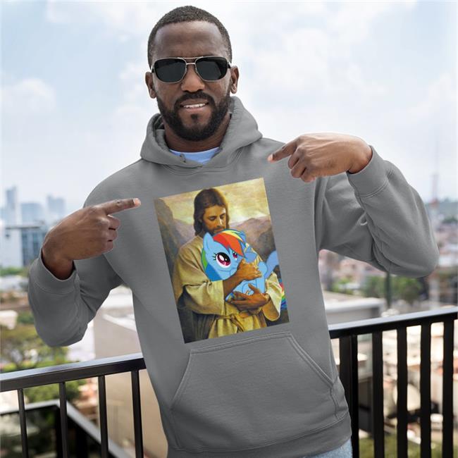 Jesus Holding Rainbow Dash Sweatshirt Stevetwisp