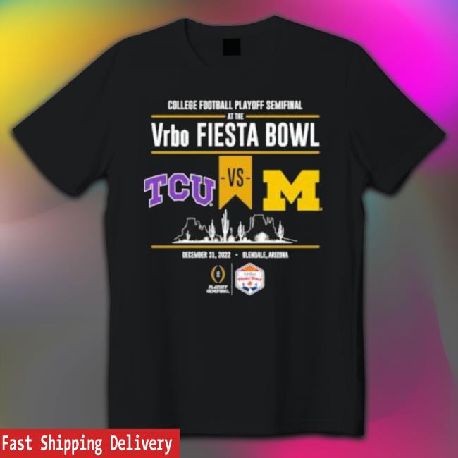 Tcu Vs Michigan 2022 College Football Playoff Fiesta Bowl Head To Head Black Long Sleeve Shirt