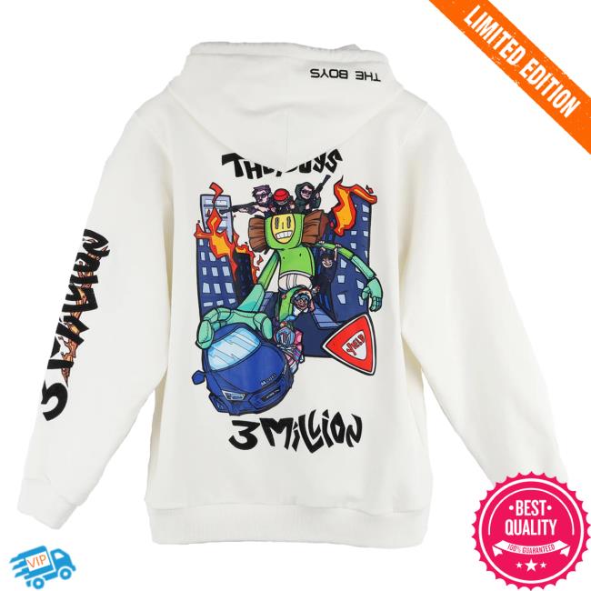 Official The Boys Merch TheBoys 3 Million Hooded Sweatshirt Yeptheboys Apparel Clothing Store Shop
