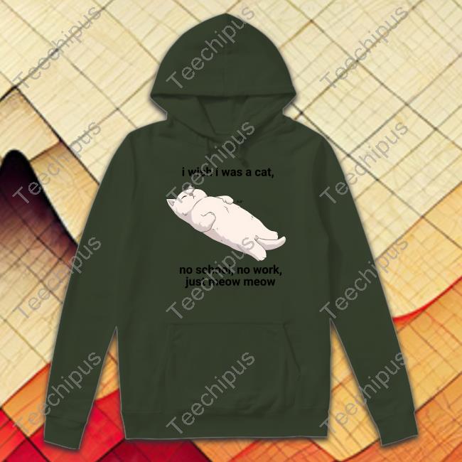 I Wish I Was A Cat No School No Work Just Meow Meow Hoodie